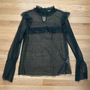 hinge Mesh Long sleeve blouse